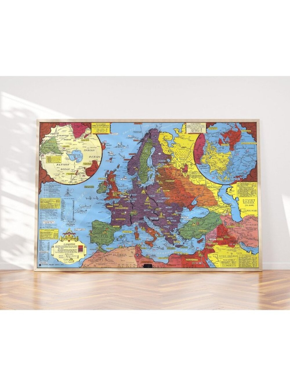 1943 World War II Pictorial Map Print - Historical Wall Art, 24x16 Inch Decor